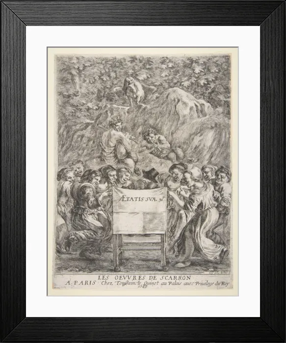 Framed Print : Frontispiece for Les Oeuvres de Scarron, 1649. Creator: Stefano della Bella Framed Print : Frontispiece for Les Oeuvres de Scarron, 1649. Creator: Stefano della Bella