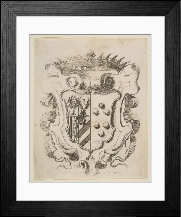 Framed Print : Arms of the Medici with Della Rovere, 1637. Creator: Stefano della Bella Framed Print : Arms of the Medici with Della Rovere, 1637. Creator: Stefano della Bella