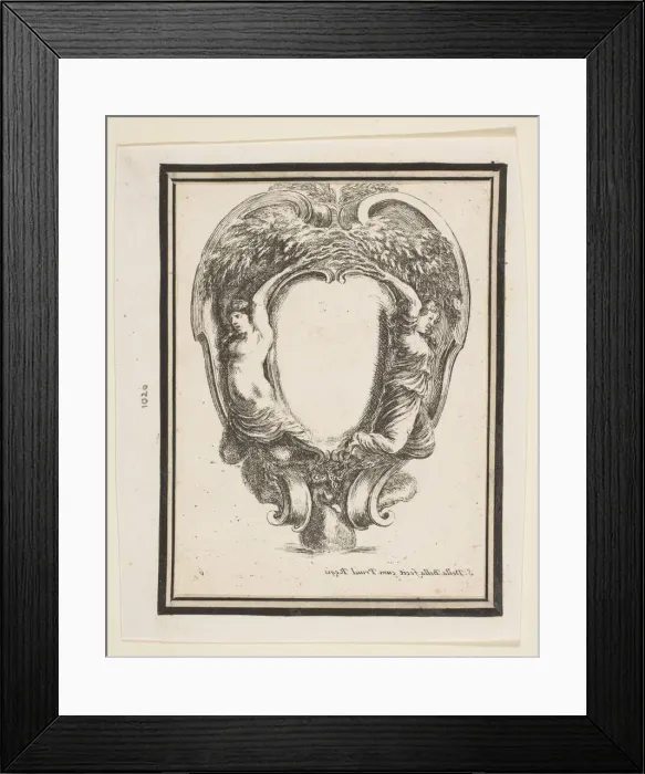 Framed Print : Cartouche with Duck and Nymphs, 1647. Creator: Stefano della Bella Framed Print : Cartouche with Duck and Nymphs, 1647. Creator: Stefano della Bella