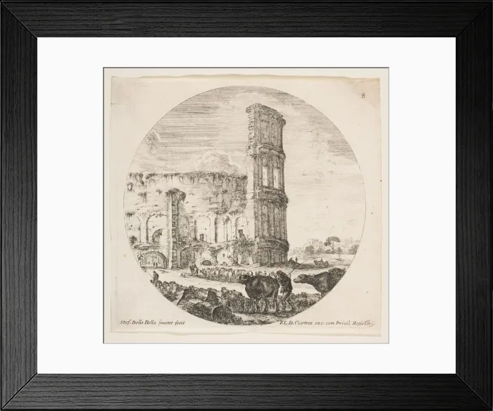 Framed Print : Plate 8: the Colosseum, two herds being directed towards the amphitheater in the foreg Framed Print : Plate 8: the Colosseum, two herds being directed towards the amphitheater in the foreg