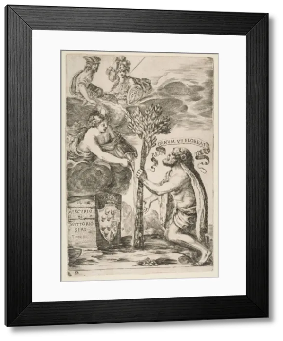 Framed Print : Frontispiece for Il Mercurio, III: Hercules Planting His Club, 1652 Framed Print : Frontispiece for Il Mercurio, III: Hercules Planting His Club, 1652