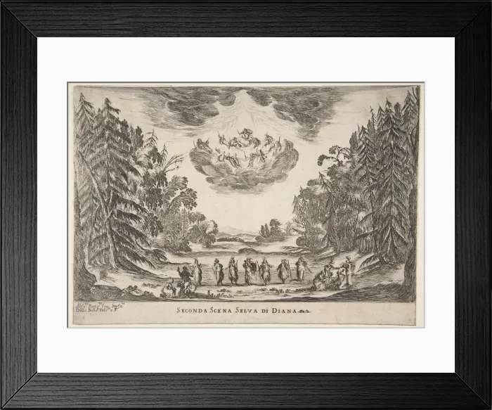 Framed Print : The Wedding of the Gods: Second Scene, Diana, 1637. Creator: Stefano della Bella Framed Print : The Wedding of the Gods: Second Scene, Diana, 1637. Creator: Stefano della Bella