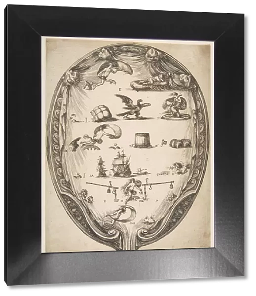 Screen with Rebus of Fortune, ca. 1639. Creator: Stefano della Bella