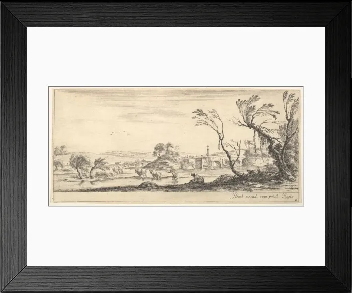 Framed Print : Plate 2: a peasant woman removing her shoes in center, another peasant woman and two c Framed Print : Plate 2: a peasant woman removing her shoes in center, another peasant woman and two c