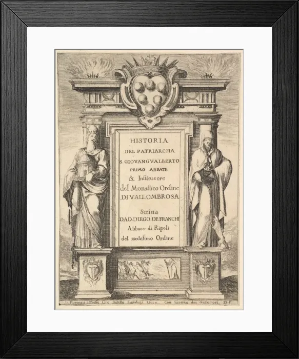 Framed Print : Frontispiece: a monument decorated with the Medici coat of arms at top in center Framed Print : Frontispiece: a monument decorated with the Medici coat of arms at top in center