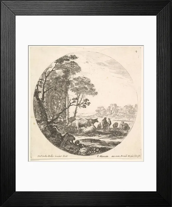 Framed Print : Plate 4: a Corinthian capital on the ground to left in the foreground, a monument w Framed Print : Plate 4: a Corinthian capital on the ground to left in the foreground, a monument w