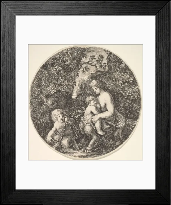 Framed Print : A female satyr breastfeeding an child to the right, turned towards the left Framed Print : A female satyr breastfeeding an child to the right, turned towards the left