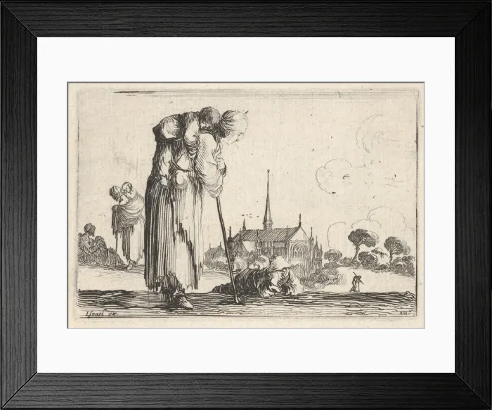 Framed Print : Plate 10: a peasant woman turned towards the right with a child on her back, a boy lyi Framed Print : Plate 10: a peasant woman turned towards the right with a child on her back, a boy lyi
