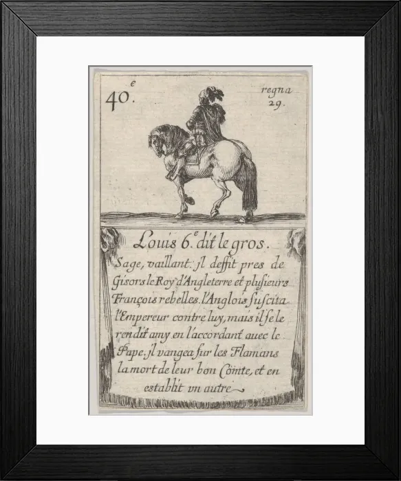 Framed Print : Louis 6.-e dit le gros / Sage, vaillant... from Game of the Kings of France Framed Print : Louis 6.-e dit le gros / Sage, vaillant... from Game of the Kings of France