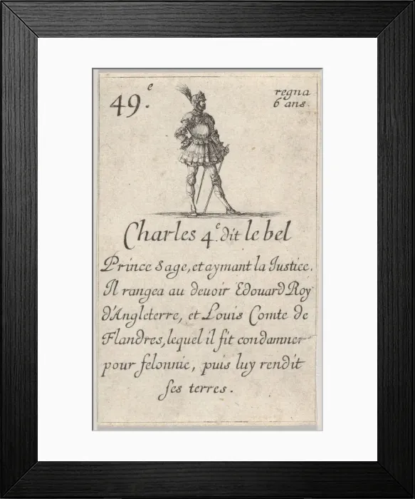 Framed Print : Charles 4.e- dit le bel / Prince sage... from Game of the Kings of France Framed Print : Charles 4.e- dit le bel / Prince sage... from Game of the Kings of France