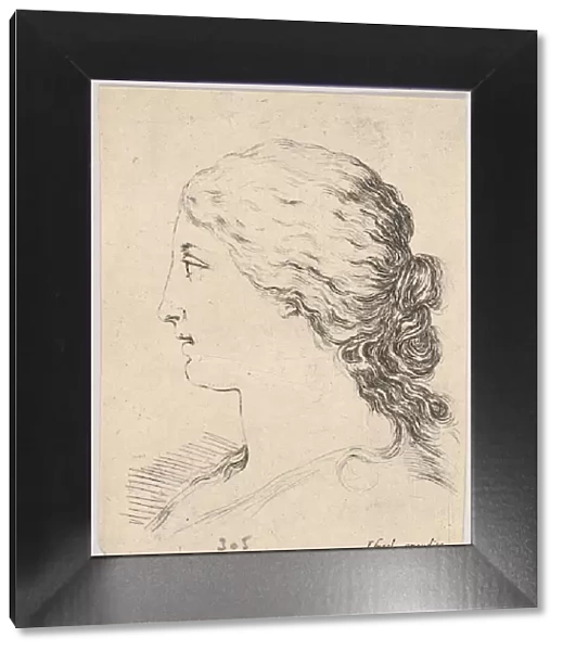 Plate 14: head of a woman, in profile, from The Book for Learning to Draw (Livre pou