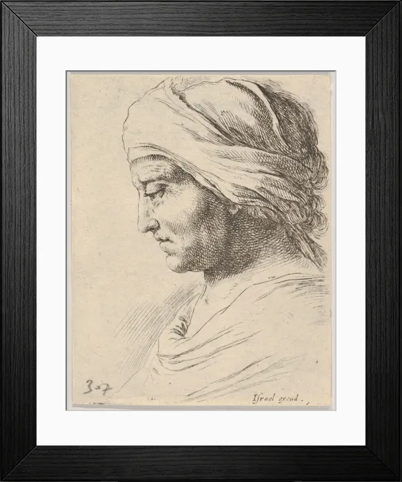 Framed Print : Plate 16: head of an old man in profile with a cloth tied around his head, from The B Framed Print : Plate 16: head of an old man in profile with a cloth tied around his head, from The B