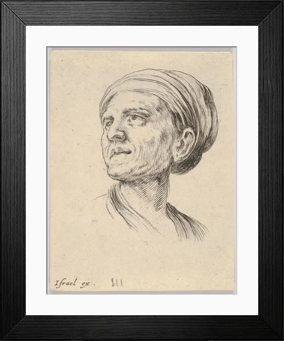 Framed Print : Plate 4: head of an old woman with a bonnet, looking left from Various heads Framed Print : Plate 4: head of an old woman with a bonnet, looking left from Various heads