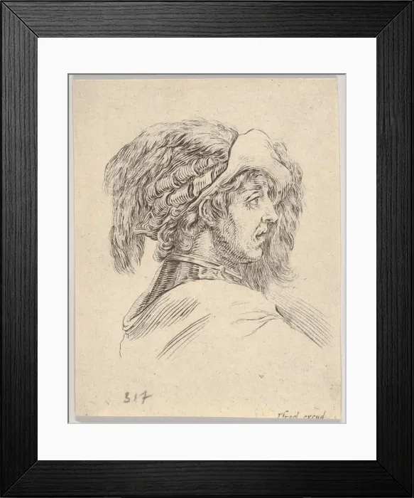 Framed Print : Head of a Man without a Beard, Turned in Profile to the Right Framed Print : Head of a Man without a Beard, Turned in Profile to the Right