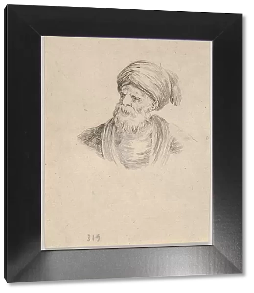 Plate 12: bust of an old Turkish man in a turban, looking towards the left