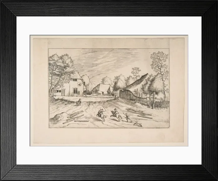 Framed Print : The Swans Inn with Farms from the series The Small Landscapes, 1559-61 Framed Print : The Swans Inn with Farms from the series The Small Landscapes, 1559-61