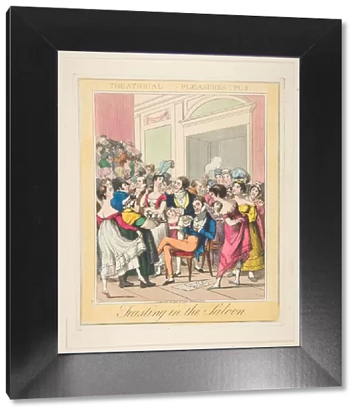 Theatrical Pleasures, Plate 5: Feasting in the Saloon, ca. 1835. Creator: Theodore Lane