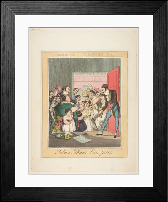 Framed Print : Theatrical Pleasures, Plate 4: Taken Places Occupied, ca. 1835. Creator: Theodore Lane Framed Print : Theatrical Pleasures, Plate 4: Taken Places Occupied, ca. 1835. Creator: Theodore Lane