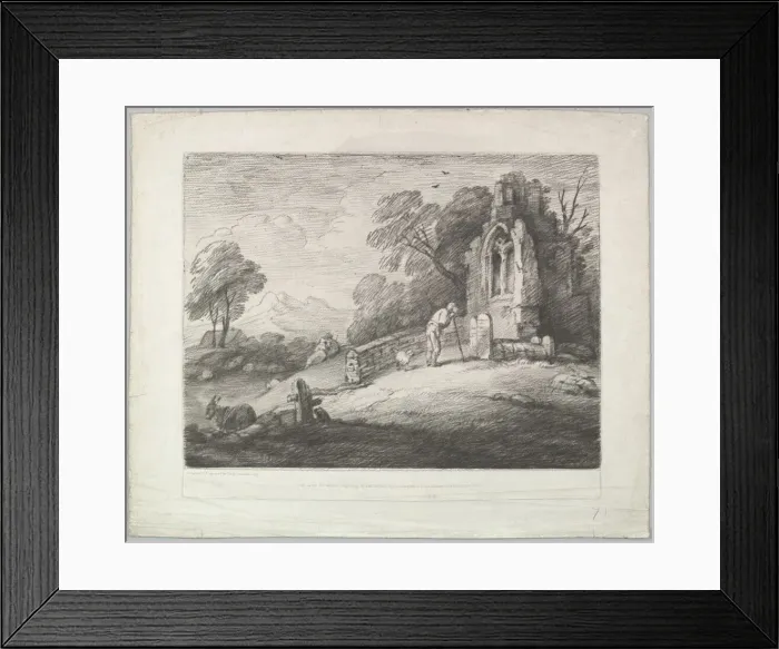 Framed Print : Wooded Landscape with a Peasant Reading a Tombstone, Rustic Lovers and a Ruined Framed Print : Wooded Landscape with a Peasant Reading a Tombstone, Rustic Lovers and a Ruined