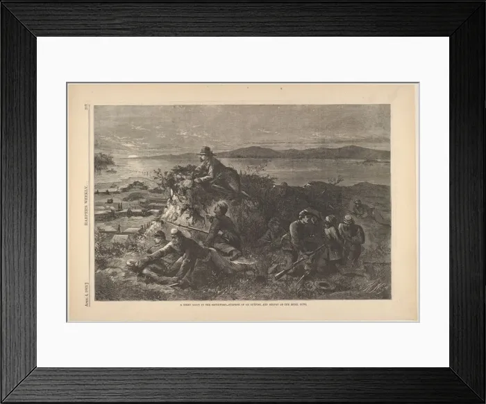 Framed Print : A Night Scout in the Southwest - Surprise of an Outpost, and Survey of the Rebel Framed Print : A Night Scout in the Southwest - Surprise of an Outpost, and Survey of the Rebel