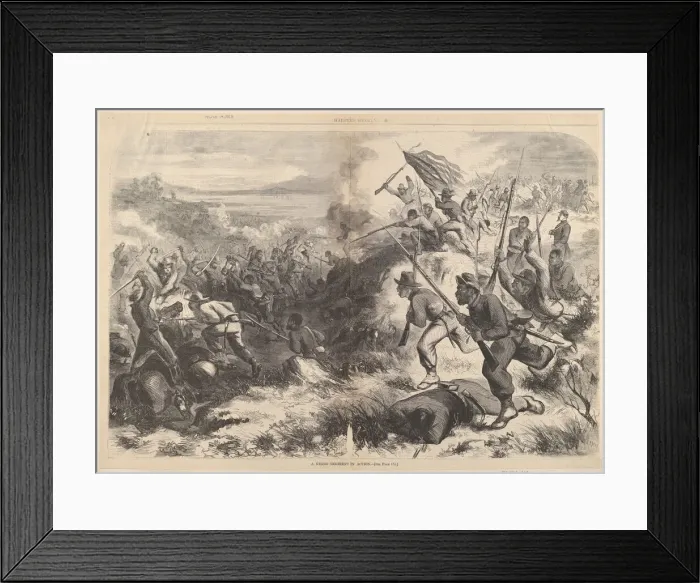 Framed Print : A Negro Regiment in Action (from Harpers Weekly), March 14, 1863. Creator: Thomas Nast Framed Print : A Negro Regiment in Action (from Harpers Weekly), March 14, 1863. Creator: Thomas Nast
