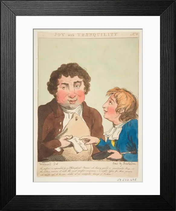 Framed Print : Joy with Tranquility (Le Brun Travested, or Caricatures of the Passions), January 21