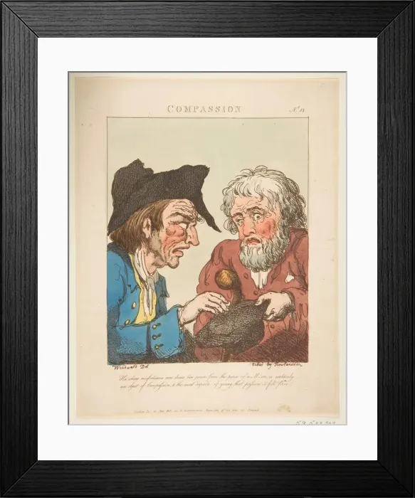 Framed Print : Compassion (Le Brun Travested, or Caricatures of the Passions), January 21, 1800 Framed Print : Compassion (Le Brun Travested, or Caricatures of the Passions), January 21, 1800