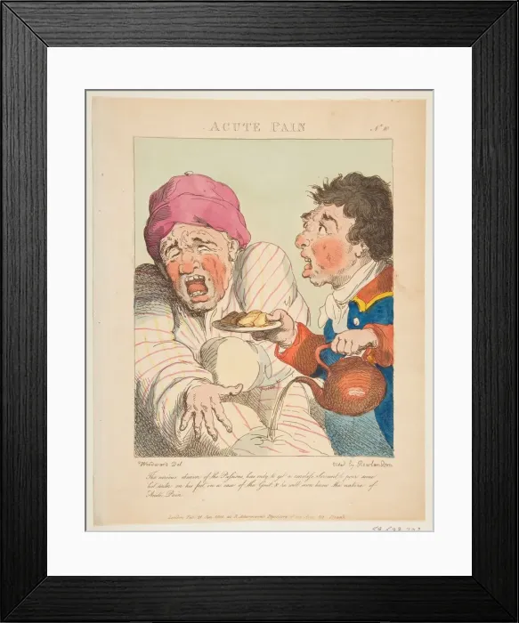 Framed Print : Acute Pain (Le Brun Travested, or Caricatures of the Passions), January 21, 1800 Framed Print : Acute Pain (Le Brun Travested, or Caricatures of the Passions), January 21, 1800