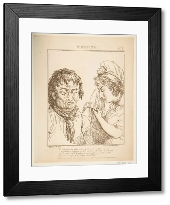 Framed Print : Weeping (Le Brun Travested, or Caricatures of the Passions), January 21, 1800 Framed Print : Weeping (Le Brun Travested, or Caricatures of the Passions), January 21, 1800