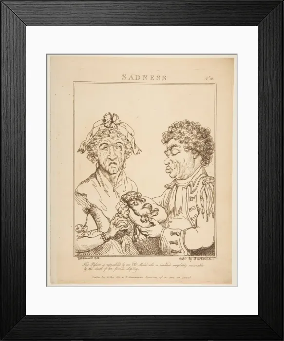 Framed Print : Sadness (Le Brun Travested, or Caricatures of the Passions), January 21, 1800 Framed Print : Sadness (Le Brun Travested, or Caricatures of the Passions), January 21, 1800