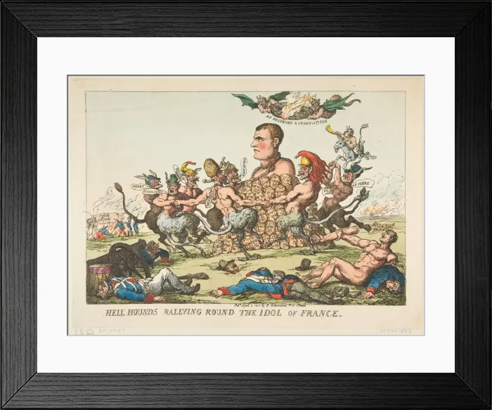 Framed Print : Hell Hounds Rallying Round the Idol of France, April 8, 1815. Creator: Thomas Rowlandson Framed Print : Hell Hounds Rallying Round the Idol of France, April 8, 1815. Creator: Thomas Rowlandson