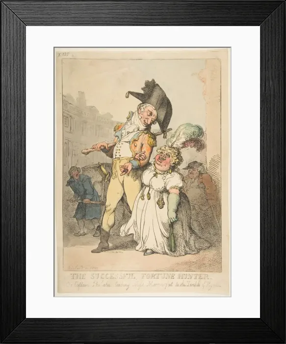Framed Print : The Successful Fortune Hunter, or Captain Shelalee Leading Miss Marrowfat to the Temple Framed Print : The Successful Fortune Hunter, or Captain Shelalee Leading Miss Marrowfat to the Temple