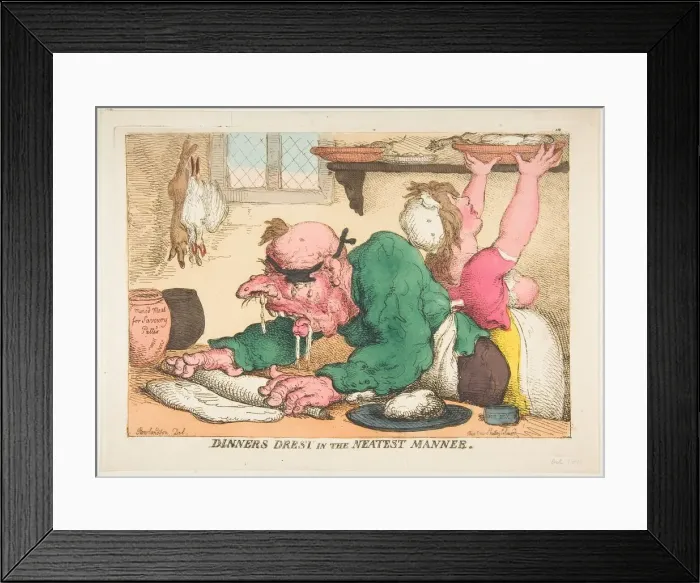 Framed Print : Dinners Drest in the Neatest Manner, October 1811. Creator: Thomas Rowlandson Framed Print : Dinners Drest in the Neatest Manner, October 1811. Creator: Thomas Rowlandson