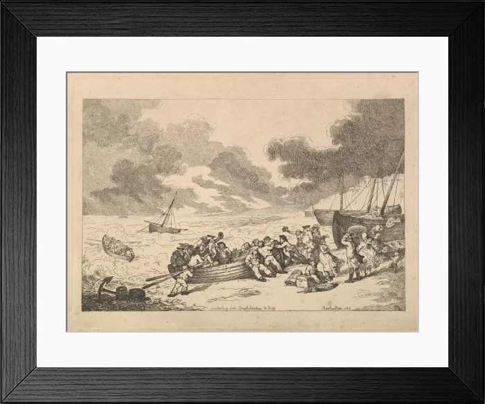 Framed Print : Embarking from Brighthelmstone to Diepp[e] (from, Imitations of Modern Drawings), 1787