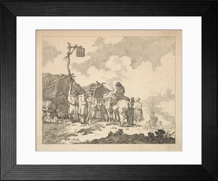 Framed Print : A Fair - A Group of Gypsies - Men and Women in Rustic Clothes in Front of Two Makeshift Framed Print : A Fair - A Group of Gypsies - Men and Women in Rustic Clothes in Front of Two Makeshift