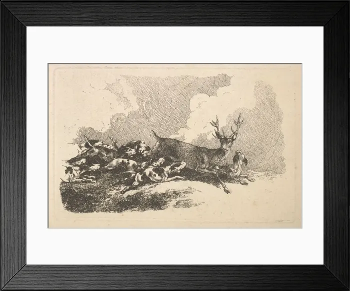 Framed Print : Hounds Hunting a Stag, 1784-88. Creator: Thomas Rowlandson Framed Print : Hounds Hunting a Stag, 1784-88. Creator: Thomas Rowlandson