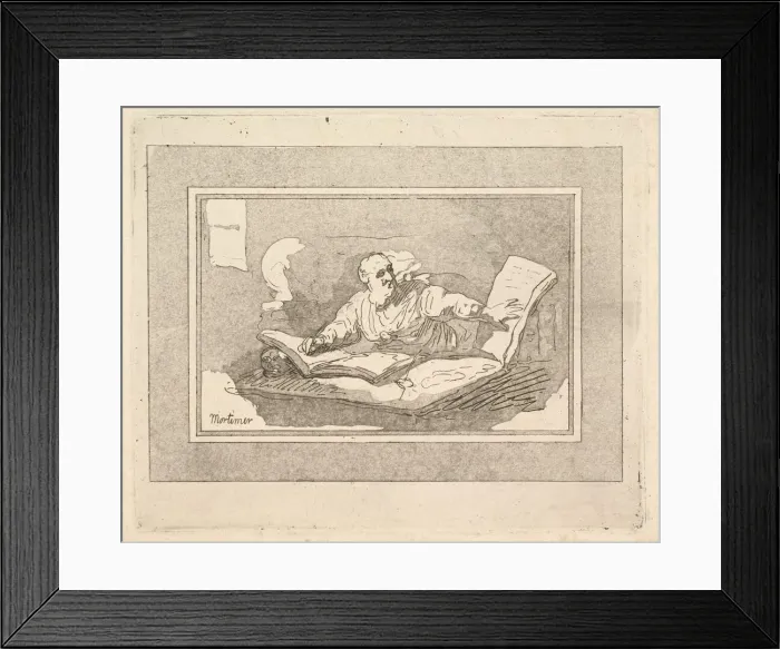 Framed Print : The Philosopher (Bearded Old Man Copying Book), 1783-87. Creator: Thomas Rowlandson Framed Print : The Philosopher (Bearded Old Man Copying Book), 1783-87. Creator: Thomas Rowlandson