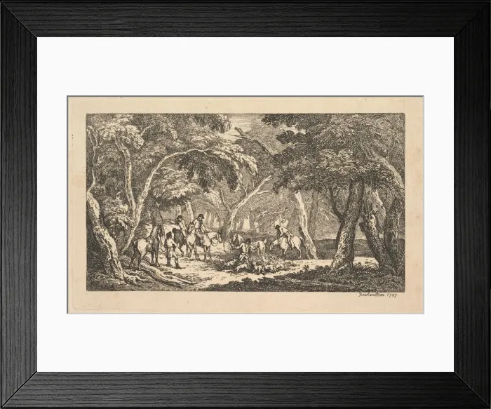 Framed Print : The Death - Fox Hunting - A Landscape Scene, 1787. Creator: Thomas Rowlandson Framed Print : The Death - Fox Hunting - A Landscape Scene, 1787. Creator: Thomas Rowlandson