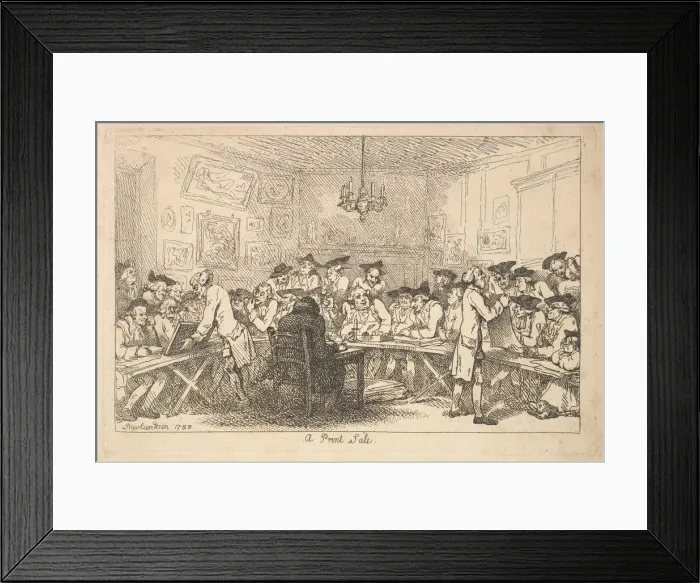 Framed Print : A Print Sale - A Night Auction, 1788. Creator: Thomas Rowlandson Framed Print : A Print Sale - A Night Auction, 1788. Creator: Thomas Rowlandson
