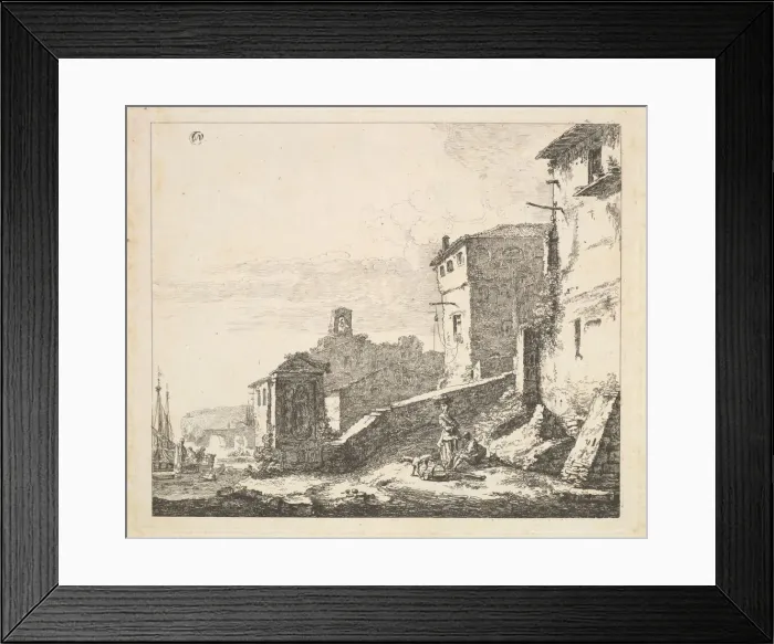 Framed Print : Village Scene with Woman Standing Beside a Seated Man (copy), 17th century Framed Print : Village Scene with Woman Standing Beside a Seated Man (copy), 17th century