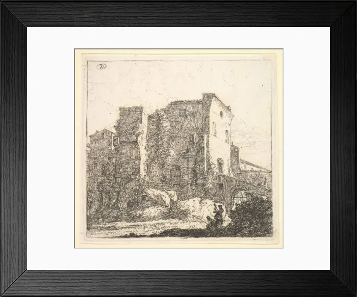 Framed Print : A Woman Spinning and a Fisherman, 17th century. Creator: Thomas Wijck Framed Print : A Woman Spinning and a Fisherman, 17th century. Creator: Thomas Wijck