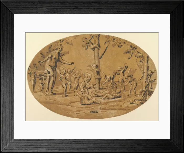 Framed Print : Venus at left in the company of cupids playing, ca. 1520-27 Framed Print : Venus at left in the company of cupids playing, ca. 1520-27
