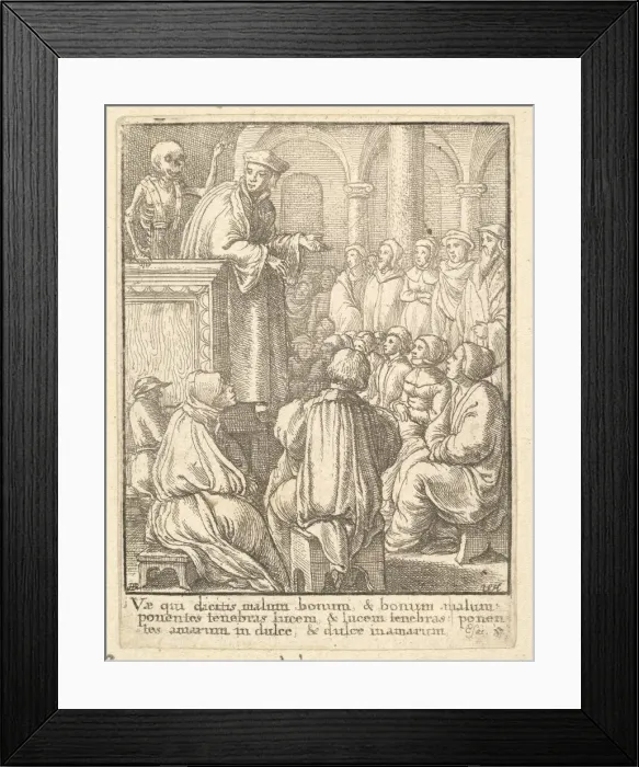 Framed Print : Preacher, from the Dance of Death, 1651. Creator: Wenceslaus Hollar Framed Print : Preacher, from the Dance of Death, 1651. Creator: Wenceslaus Hollar