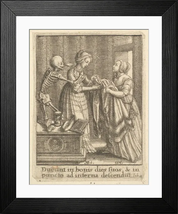 Framed Print : Bride, from the Dance of Death, 1651. Creator: Wenceslaus Hollar Framed Print : Bride, from the Dance of Death, 1651. Creator: Wenceslaus Hollar