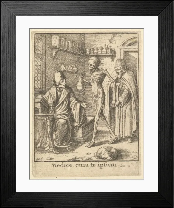 Framed Print : Doctor, from the Dance of Death, 1651. Creator: Wenceslaus Hollar Framed Print : Doctor, from the Dance of Death, 1651. Creator: Wenceslaus Hollar