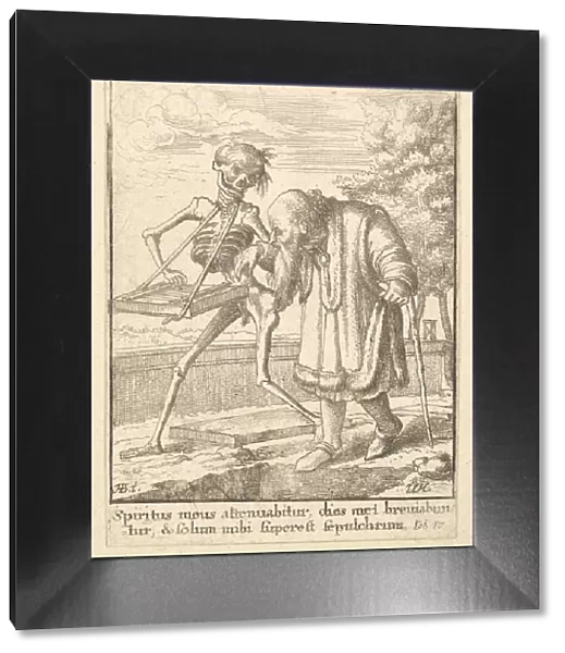 Old man, from the Dance of Death, 1651. Creator: Wenceslaus Hollar