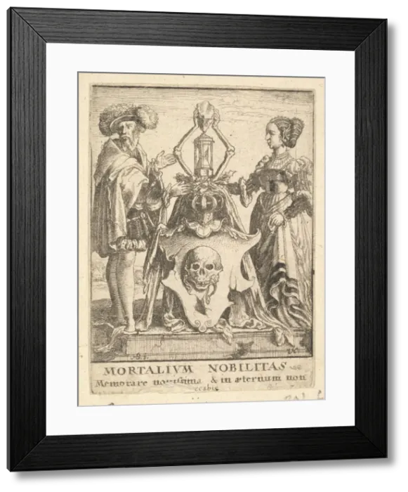 Framed Print : Deaths coat of arms, from the Dance of Death, 1651. Creator: Wenceslaus Hollar Framed Print : Deaths coat of arms, from the Dance of Death, 1651. Creator: Wenceslaus Hollar