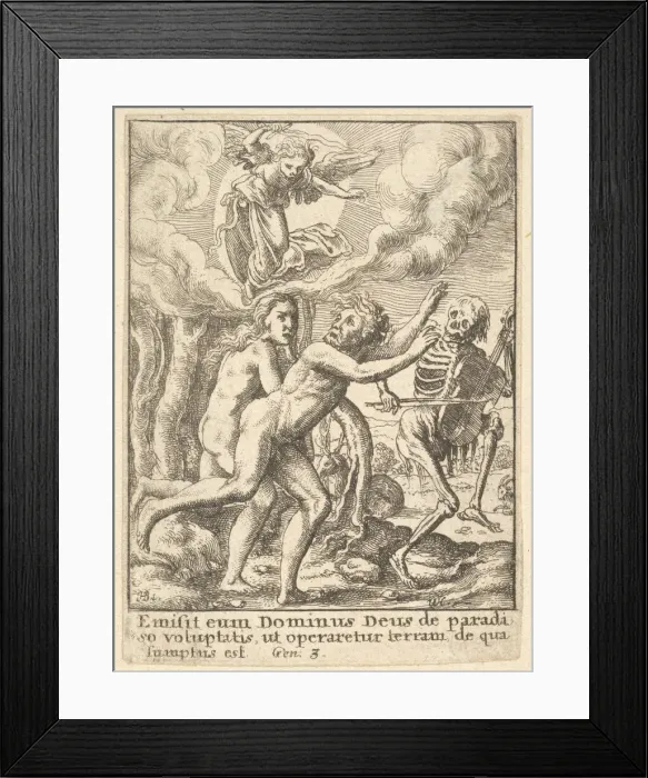 Framed Print : Paradise Lost, from the Dance of Death, 1651. Creator: Wenceslaus Hollar Framed Print : Paradise Lost, from the Dance of Death, 1651. Creator: Wenceslaus Hollar