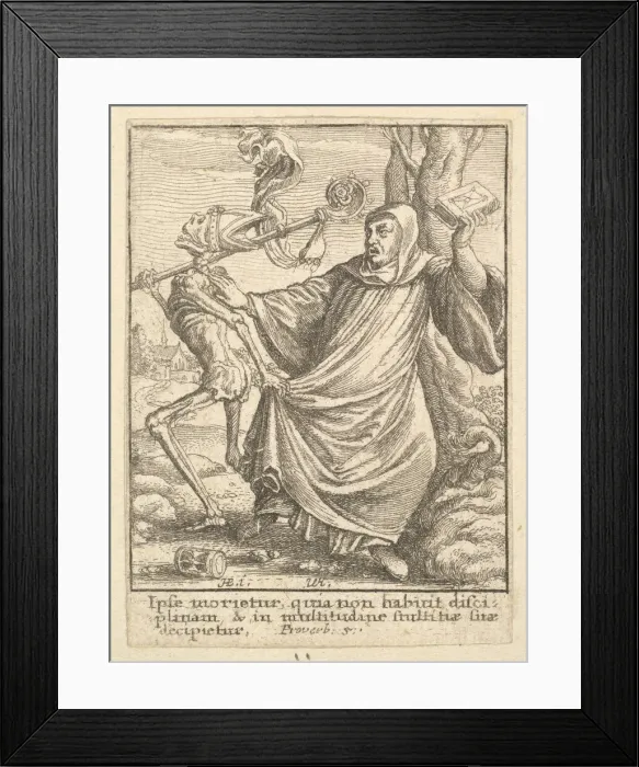 Framed Print : Abbot, from the Dance of Death, 1651. Creator: Wenceslaus Hollar Framed Print : Abbot, from the Dance of Death, 1651. Creator: Wenceslaus Hollar