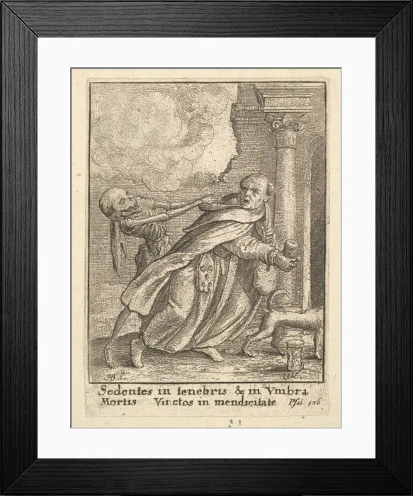 Framed Print : The Monk, from the Dance of Death, 1651. Creator: Wenceslaus Hollar Framed Print : The Monk, from the Dance of Death, 1651. Creator: Wenceslaus Hollar